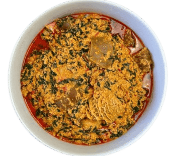Egusi soup with stock fish and beef hide